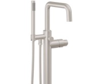 Squared Spout, Single Hole Freestanding Tub Filler, Smooth Handles