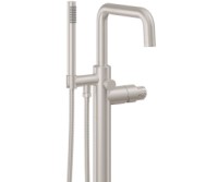 Squared Spout, Single Hole Freestanding Tub Filler, Hammered Handles