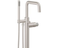 Squared Spout, Single Hole Freestanding Tub Filler, Pinstripe Handles