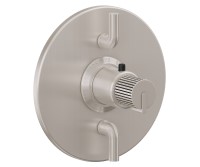 Round Trim Plate, Pinstripe Intaglio Handle, 2 Smaller Controls