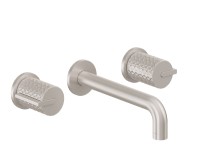 2 Handle Wall Sink Faucet, Hammered Handles