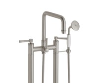 Squared Spout, Lever Handles, 2 Leg Freestanding Tub Filler with Handshower