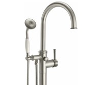 Single Post Freestanding Tub Filler With Curving Spout