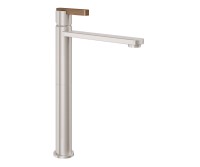 Tall Single Hole Faucet with Front Teak Lever Handle, Straight Spout