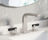 Split Finish with Black Handles, Brushed Nickel Faucet