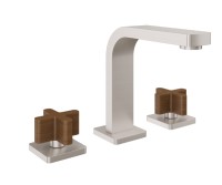 Teak Cross Handle Sink Faucet, Curving Square Style Spout