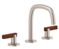 Teak Lever Handle Widespread Arched Spout