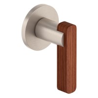 Teak Lever Handle, Round Plate