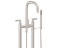 Curving Spout 2 Leg Freestanding Tub Filler, Lever Handle, Handshower