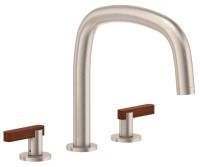 Tub Faucet Quad Arc Spout, Teak Lever Handles