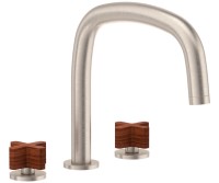 Tub Faucet Quad Arc Spout, Teak Cross Handles