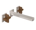 2 Teak Cross Handles, Squared Spout