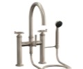 Tall Curving Spout, Bridge Style Tub Filler, Wheel Handles