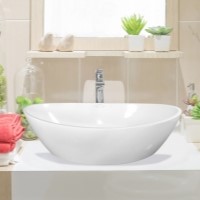 Oval Vessel Sink with Curving Rim 