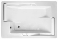 Rectangle Tub, 2 Bathing Areas, Neck Roll Pillow, Side Drain