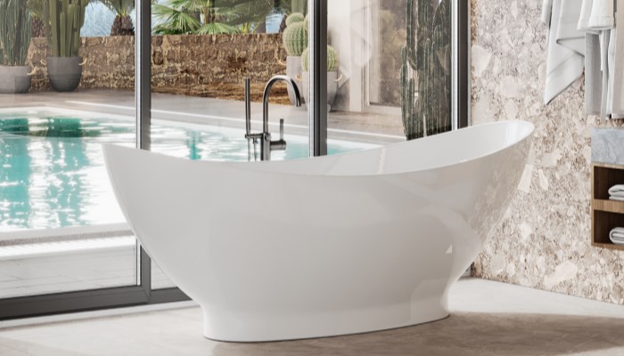 Double Slipper Freestanding Bath with Modern Base