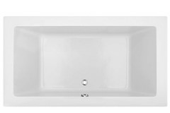 Rectangle Bath, Center Side Drain, Curving Interior Sides, Decorative Rim