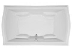 Rectangle Bath, Center Side Drain, Raised Head Rests, Decorative Rim