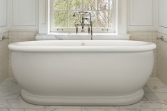 Oval Freestanding Bath, Rolled Rim, Pedestal Base