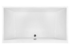 Long Rectangle Bathtub, Center Side Drain, Modern Flat Rim