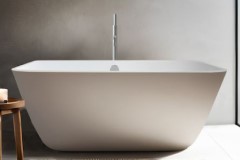 Freestanding Rectangle Bath, Angled Sides, Center Side Drain