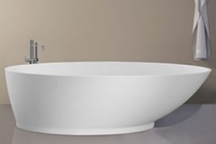 Oval Freestanding Bath with End Drain,1 Curving Side, Base