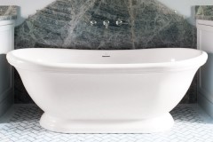 Traditional Oval Freestanding Bath with Pedestal Base, Curving Rim