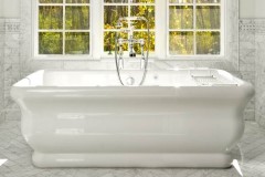 Rectangle Freestanding Bath, Sculpted Sides, Center Side Drain