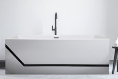 Rectangle Bath With Modern Decorative Band, Shown in Black