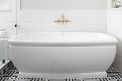 Rectangle Freestanding Tub, Decorative Rim & Base, Curving Sides