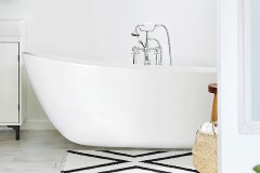 Freestanding Bath, End Drain, Raised Slipper Style Backrest