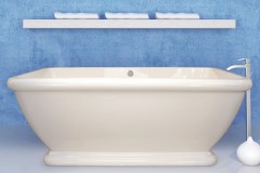 Rectangle Freestanding Bath, Rolled Rim & Base, Curving Sides