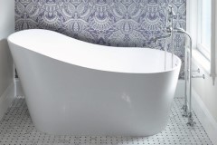 Oval Freestanding Slipper Bath, End Drain, Thin Rim