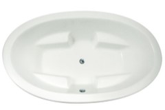 Oval Tub, 4 Armrests, Center Drain, Flat Rim