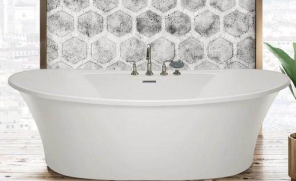 Breanne Freestanding Oval Tub with Faucet Deck