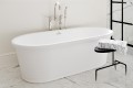 SOval Freestanding Bath, Rolled Rim, Decorative Bands at Tub Bottom