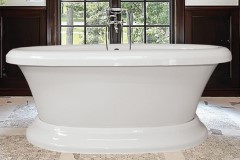 Oval Pedestal Freestanding Tub with Rolled Rim