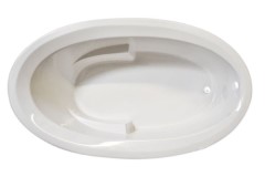 Oval Soaking Tub with Armrests, End Drain, Neckrest