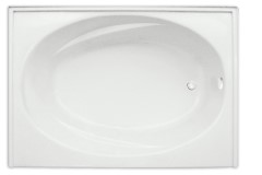 Rectangle Bath, Oval Interior, End Drain, Flange and Skirt, Armrests