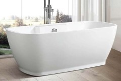 Oval Freestanding Tub with Thin Rim, Recessed Base