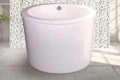 Round Freestanding Tub with Overlapping Rim, Slightly Angled Sides