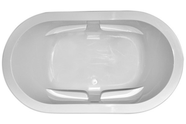 Oval Bathtub with Flat Rim, Slotted Overflow, Armrests, Center Drain