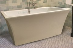 Rectangle Freestanding Tub, Curving Sides, Center Side Drain