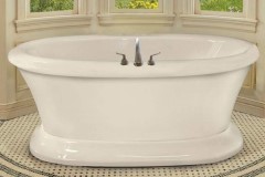 Oval Freestanding Tub with Rolled Rim, Pedestal Base