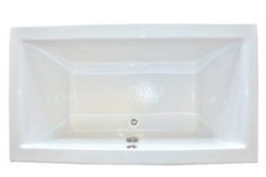 Modern Rectangle Tub with Center Side Drain, Flat Rim