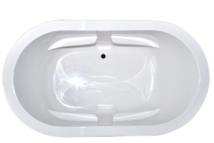 Modern Oval Tub, Center Side Drain, 4 Armrests, Flat Rim