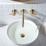 Satin Brass Wall Mount Sink Faucet