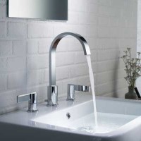 Round Base, Lever Handles, Widespread Sink Faucet