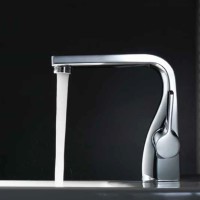 Single Hole Faucet with Curving Base, Side Lever Control