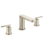 Curving Spout, Post Lever Handles Sink Faucet in Brushed Bronze